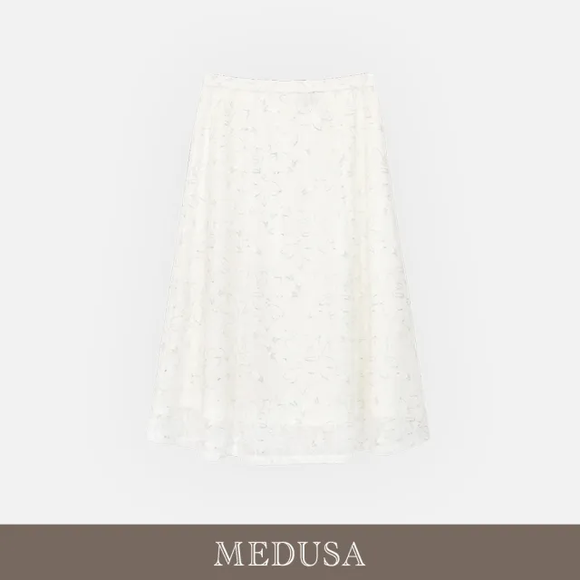 【MEDUSA 曼度莎】現貨-刺繡銀絲蕾絲優雅中長裙（M-XL）｜蕾絲長裙 優雅中長裙 小禮服