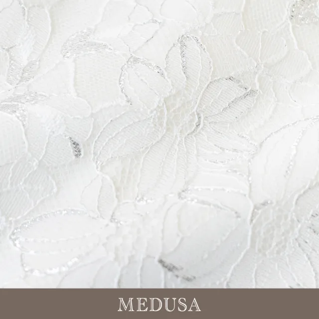 【MEDUSA 曼度莎】現貨-刺繡銀絲蕾絲優雅中長裙（M-XL）｜蕾絲長裙 優雅中長裙 小禮服