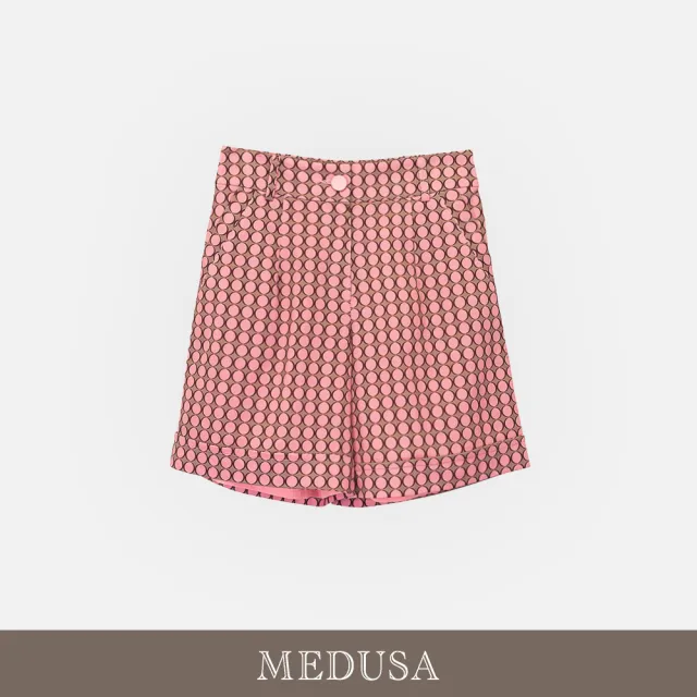 【MEDUSA 曼度莎】現貨-桃粉復古印花休閒西裝短褲（M-XL）｜西裝短褲 印花短褲 女短褲