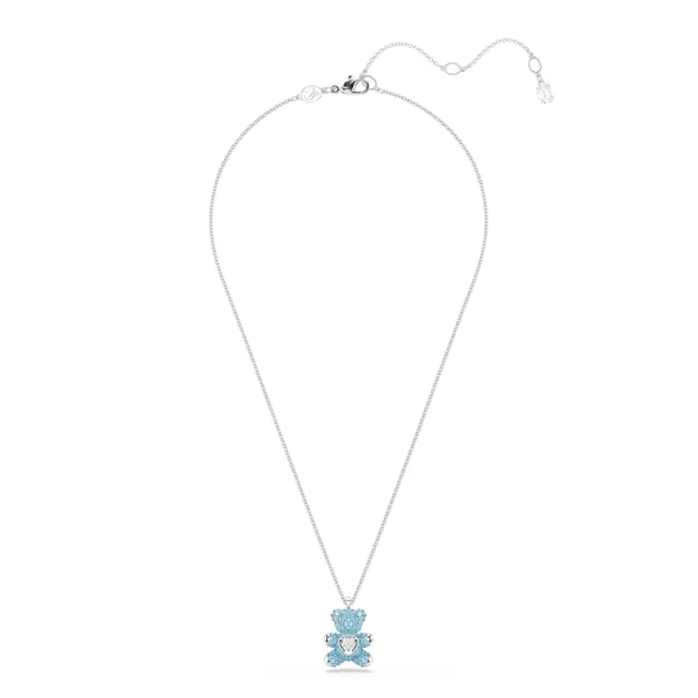 【SWAROVSKI 施華洛世奇】官方直營 Teddy 鏈墜 藍色  泰迪熊 鍍白金色(情人節禮物)