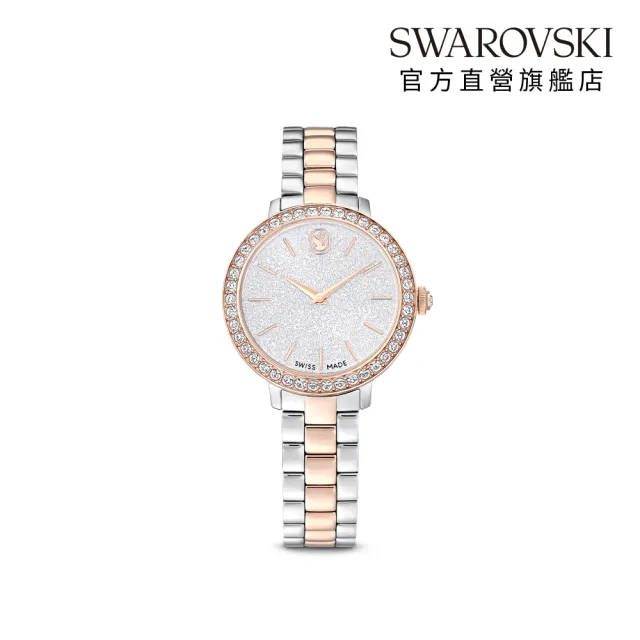 【SWAROVSKI 施華洛世奇】官方直營 手錶 瑞士製造 金屬手鏈 銀色 玫瑰金色潤飾 | 5715028