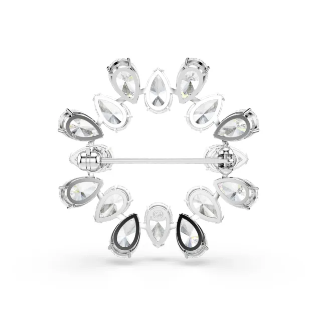【SWAROVSKI 施華洛世奇】官方直營 Matrix 胸針梨形切割 白色 鍍白金色 | 5714646