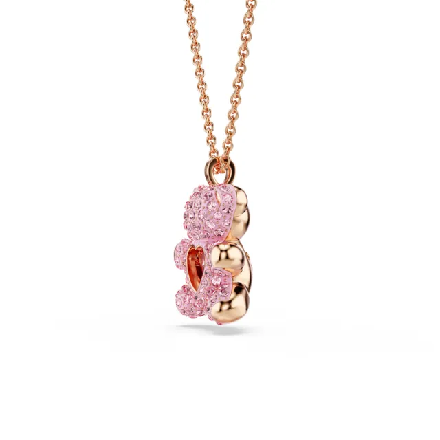【SWAROVSKI 施華洛世奇】官方直營 Teddy 鏈墜  泰迪熊 粉紅色 鍍玫瑰金色 | 5642976