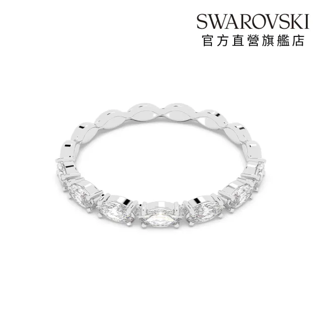 【SWAROVSKI 施華洛世奇】官方直營 Matrix Vittore 戒指 欖尖形切割 白色 鍍白金色(情人節禮物)
