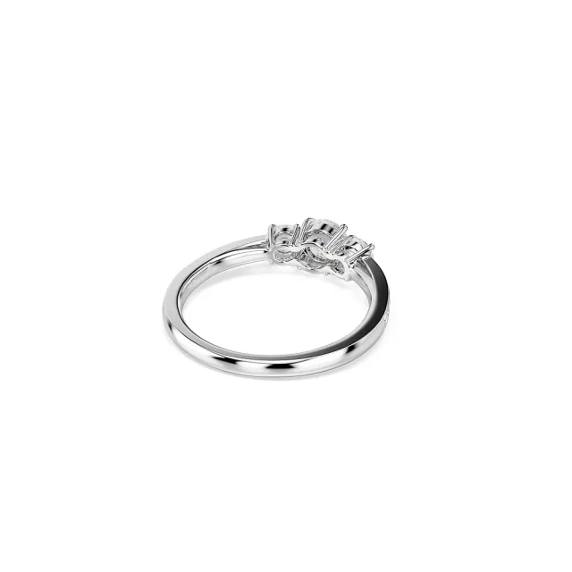 【SWAROVSKI 施華洛世奇】官方直營 Stilla Attract 戒指 圓形切割 白色 銀色調潤飾(情人節禮物)