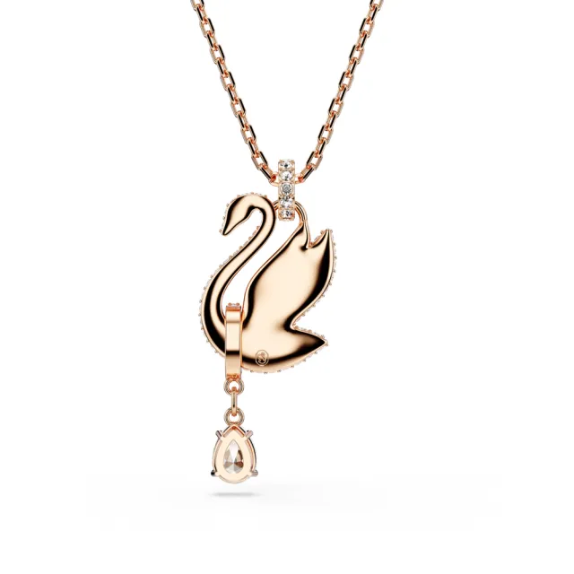 【SWAROVSKI 施華洛世奇】官方直營 Swan 鏈墜 天鵝 白色 鍍玫瑰金色調 | 5714903