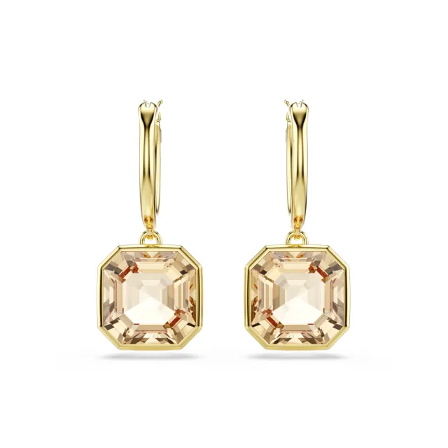 【SWAROVSKI 施華洛世奇】官方直營 Millenia 水滴形耳環 方形切割 焦糖色 | 5731148
