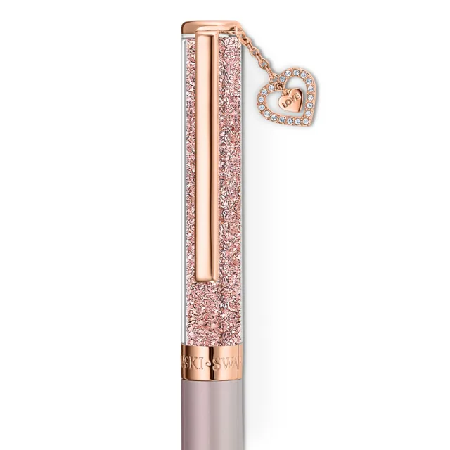 【SWAROVSKI 施華洛世奇】官方直營 Crystalline 圓珠筆 愛心 粉紅色 鍍玫瑰金色 | 5527536