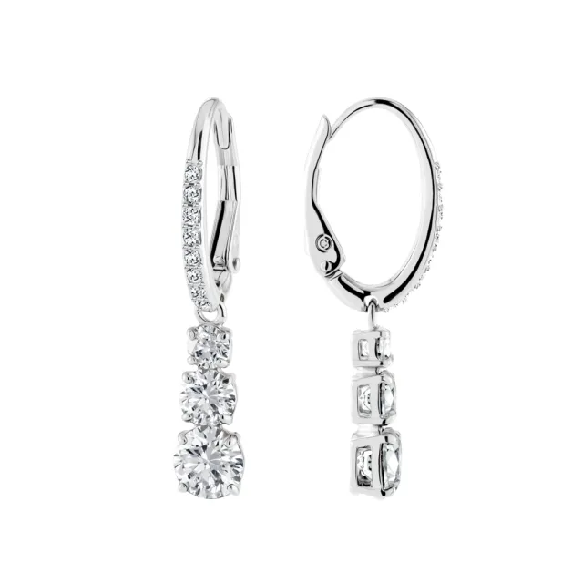【SWAROVSKI 施華洛世奇】官方直營 Stilla Attract 大圈耳環 鍍白金色  | 5416155