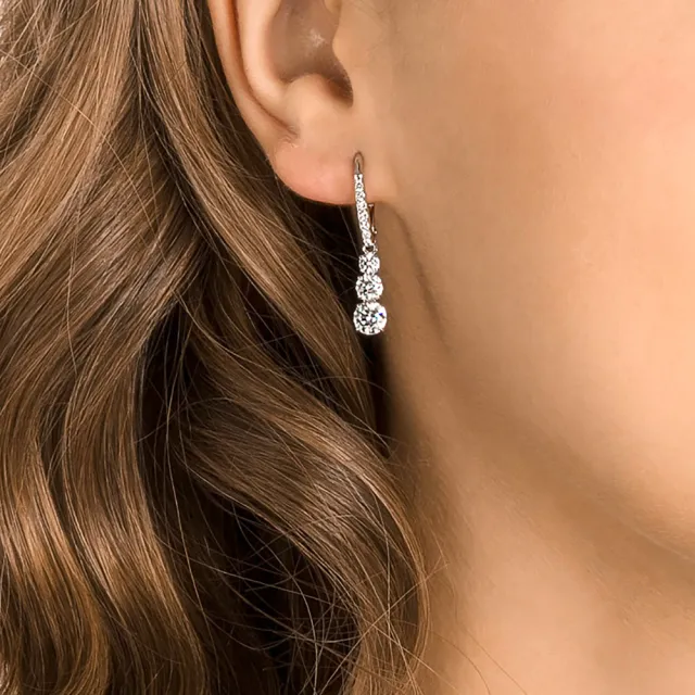 【SWAROVSKI 施華洛世奇】官方直營 Stilla Attract 大圈耳環 鍍白金色  | 5416155