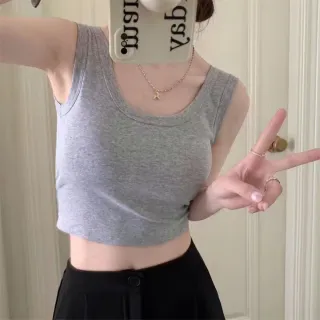 【Uicy】韓版寬肩運動背心 帶胸墊免穿內衣 小可愛背心衣服 V320