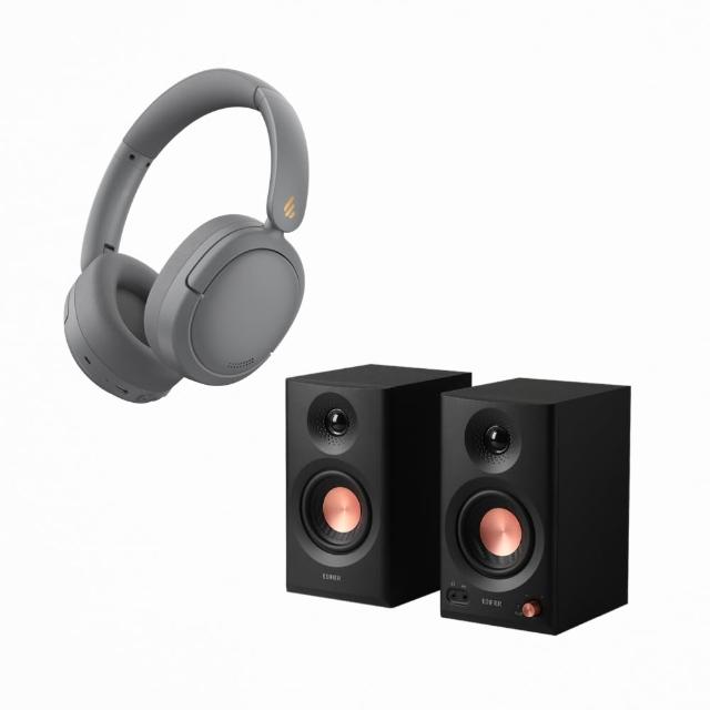 【EDIFIER】MR3 專業監聽喇叭(藍牙5.4/專屬APP/聲學空間補償)+ W800BT Pro 無線降噪耳罩耳機