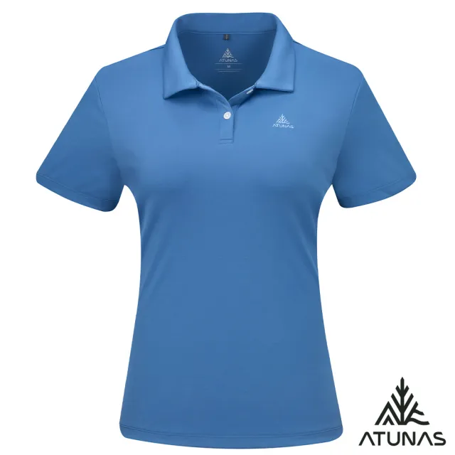 【ATUNAS 歐都納】女款循環酷涼節能抑菌抗臭短袖POLO衫(A1PS2605WC靛藍/吸濕排汗/防曬抗UV/涼感透氣)