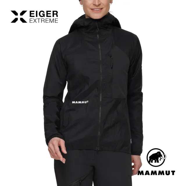 【Mammut 長毛象】Eiger Nordwand Advanced WB Jkt W 極限艾格極輕防風連帽外套 黑色 女款 #1012-00940