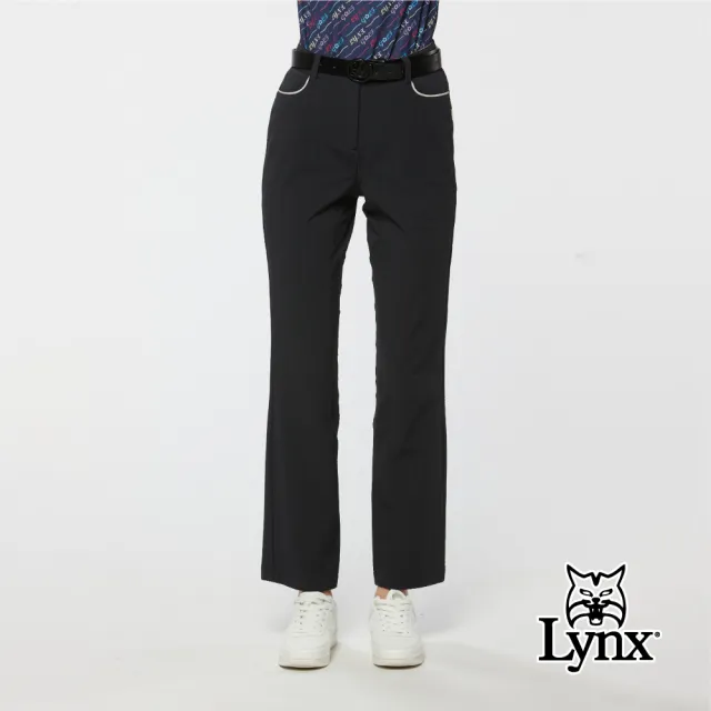【Lynx Golf】女款吸濕排汗四面彈泡泡紗全長窄筒長褲(黑色)