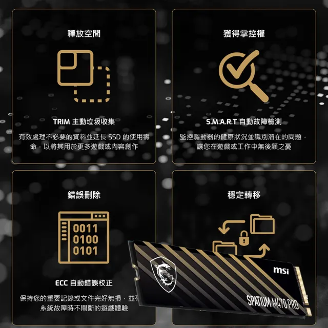 SSD+MB組合★【MSI 微星】SPATIUM M470 Pro 1TB SSD固態硬碟(讀6000MB/寫4500MB)+X870E
