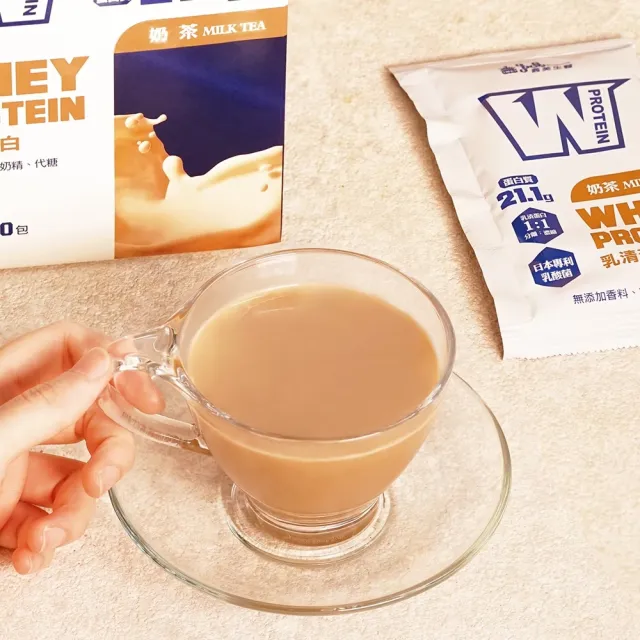 【義美生醫】W PROTEIN乳清蛋白飲奶茶x4盒(35g*10包/盒；品牌大使李雅英、無代糖、高蛋白)
