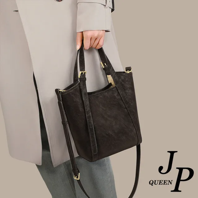 【Jpqueen】街頭時尚簡約水桶暖駝棕大容量手提肩背包(3色可選)