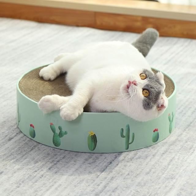 【MIAO FAIRY 喵仙兒】圓形貓抓盆 北歐風仙人掌-薄荷綠-L(貓抓板/貓玩具)