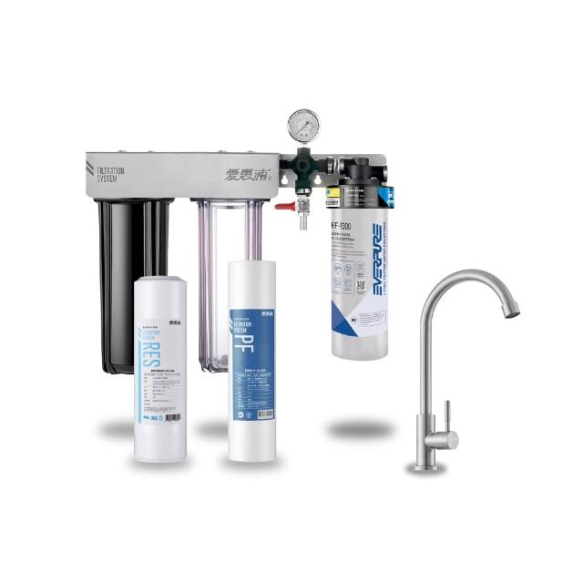 【EVERPURE 愛惠浦】櫥下型 PURVIVE Trio-EF1500大流量不鏽鋼龍頭三道式生飲淨水器(前置樹脂+PP)