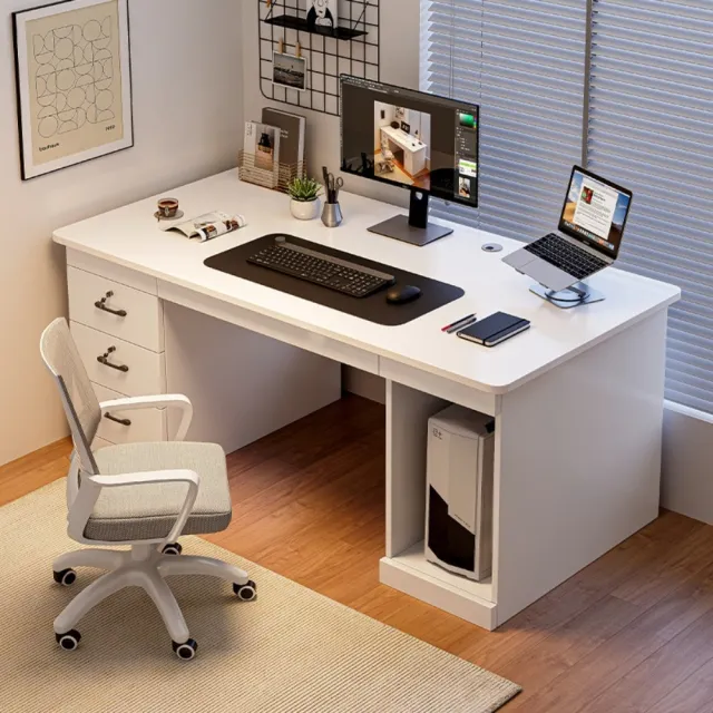 現代簡約辦公專用書桌電腦桌(120x60x74.2cm 帶鎖多抽 H型加橫板)