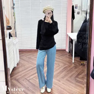 【my stere 我的時尚秘境】雙11 圍兜式綁帶假兩件薄款上衣 繞脖上衣 假兩件上衣 綁帶上衣