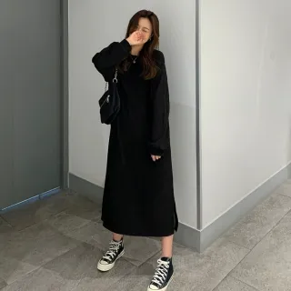 【Uicy】韓版寬鬆長版針織上衣 連身裙 吊帶裙 吊帶褲 女裝S350
