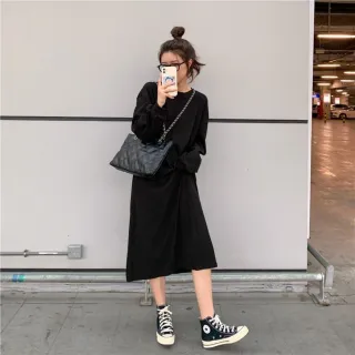 【Uicy】韓版寬鬆長版針織上衣 連身裙 吊帶裙 吊帶褲 女裝S350