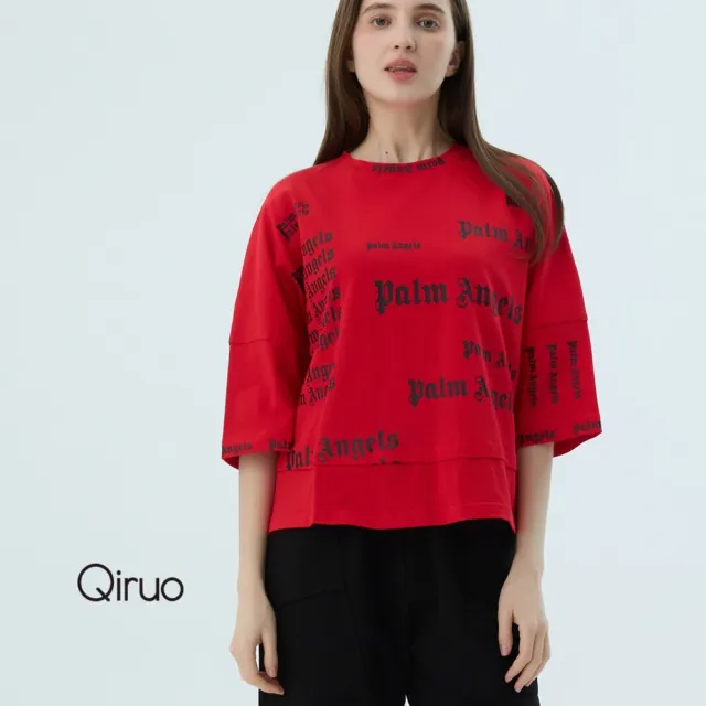 【Qiruo 奇若名品】春夏專櫃精品紅色短袖上衣4019A  造型字母