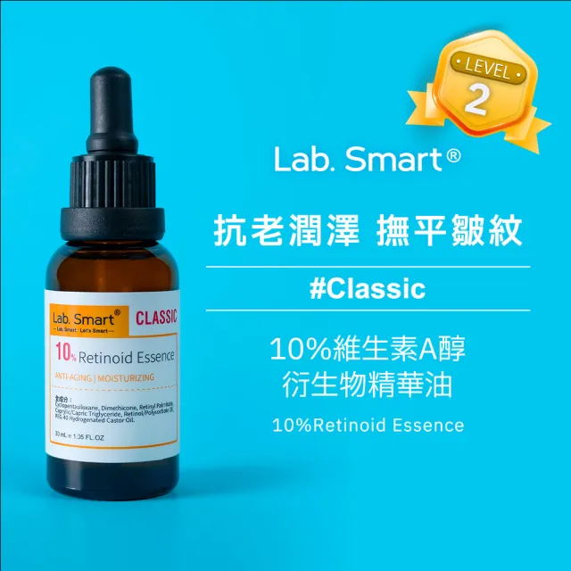 【Dr.Hsieh 達特醫】LabSmart維生素A煥膚3件組(0.3%A醇+10%維生素A衍生物+維生素A醇) 無盒30mL