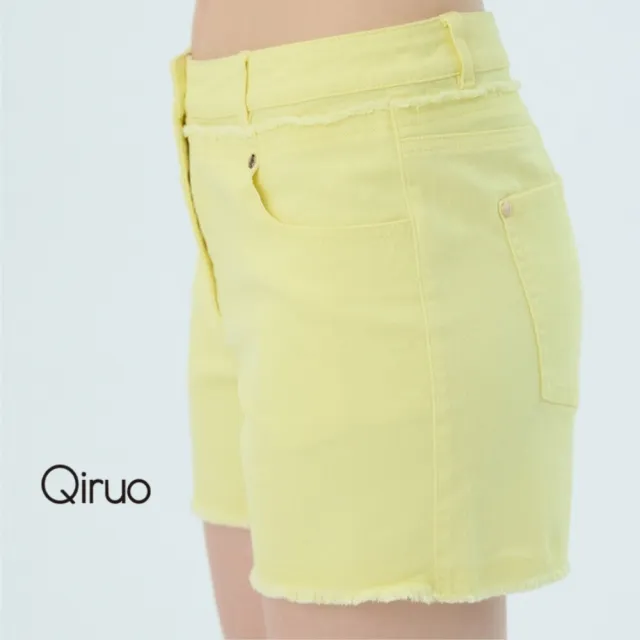 【Qiruo 奇若名品】春夏專櫃黃色休閒短褲3047C 短款涼夏必備
