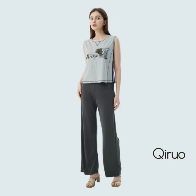 【Qiruo 奇若名品】春夏專櫃精品灰色中長褲2530C  時尚好穿 