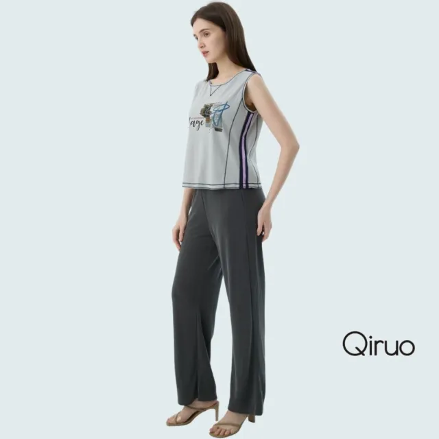 【Qiruo 奇若名品】春夏專櫃精品灰色中長褲2530C  時尚好穿 