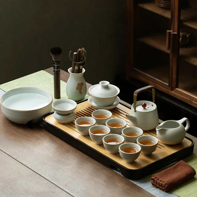 【LIFE SHOP】汝窯功夫茶具組(茶具 旅行泡茶 泡茶茶杯 交換禮物 茶器套裝組)