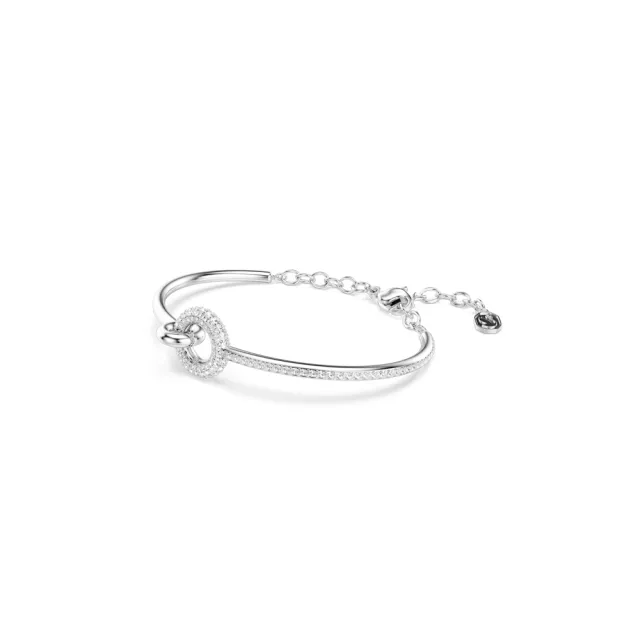 【SWAROVSKI 施華洛世奇】官方直營 Dextera 圓形切割手鐲 白色 鍍白金色 | 5743569