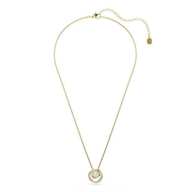 【SWAROVSKI 施華洛世奇】官方直營 Hyperbola 圓形切割鏈墜 白色 鍍金色色調 | 5738248