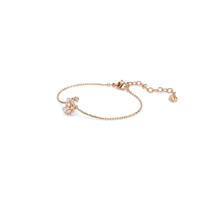 【SWAROVSKI 施華洛世奇】官方直營 Swan 天鵝手鏈 混合式切割 白色 鍍玫瑰金色調 | 5738202