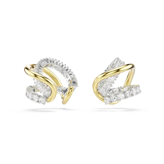 【SWAROVSKI 施華洛世奇】官方直營 Hyperbola 扣式耳環 混合式切割 白色  多種金屬潤飾 | 5742842