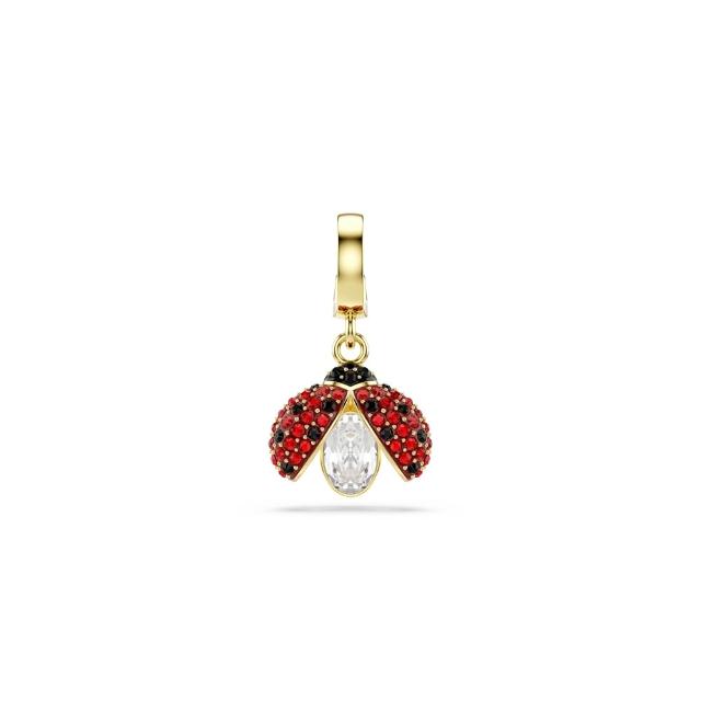 【SWAROVSKI 施華洛世奇】官方直營 Idyllia Charm 瓢蟲 混合式切割 紅色 鍍金色色調 | 5743138