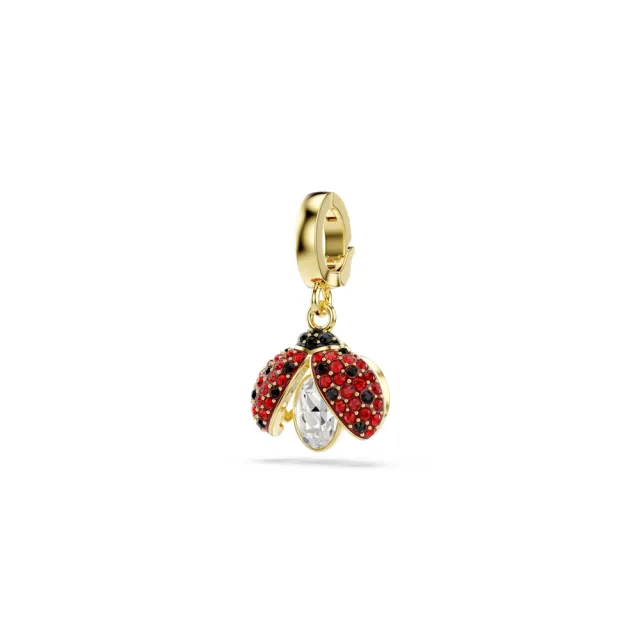 【SWAROVSKI 施華洛世奇】官方直營 Idyllia Charm 瓢蟲 混合式切割 紅色 鍍金色色調 | 5743138