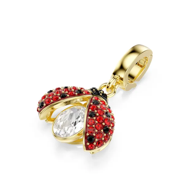 【SWAROVSKI 施華洛世奇】官方直營 Idyllia Charm 瓢蟲 混合式切割 紅色 鍍金色色調 | 5743138