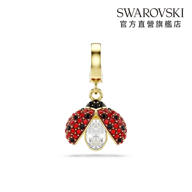 【SWAROVSKI 施華洛世奇】官方直營 Idyllia Charm 瓢蟲 混合式切割 紅色 鍍金色色調 | 5743138