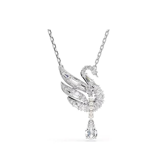 【SWAROVSKI 施華洛世奇】官方直營 Swan 鏈墜 天鵝 白色 鍍白金色 | 5723387