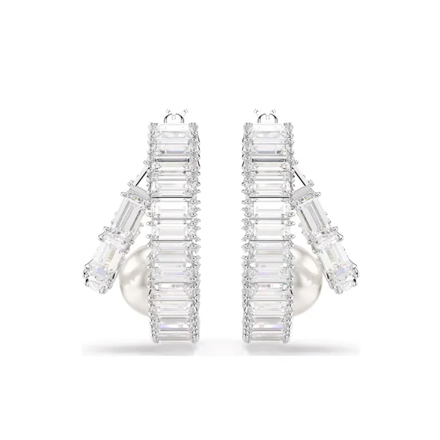 【SWAROVSKI 施華洛世奇】官方直營Ariana GrandeX Swarovski 大圈耳環 水晶珍珠 鍍白金色 | 5720868 ...