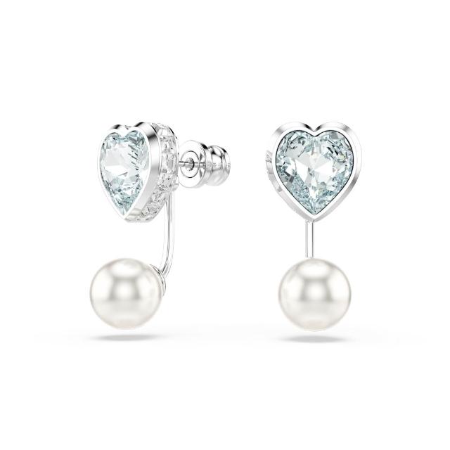【SWAROVSKI 施華洛世奇】官方直營 Imber 耳環袋 水晶珍珠 心形切割 心形 藍色 | 5711347
