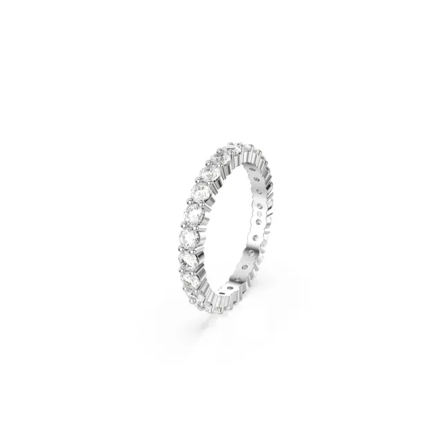 【SWAROVSKI 施華洛世奇】官方直營 Matrix Vittore 戒指 圓形切割 白色 銀色調潤飾(情人節禮物)