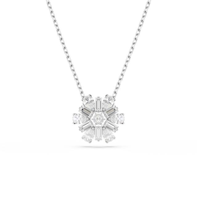 【SWAROVSKI 施華洛世奇】官方直營 Idyllia 鏈墜 雪花 鍍白金色 | 5691484