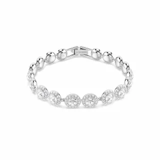 【SWAROVSKI 施華洛世奇】官方直營 Una Angelic Tennis 手鏈 圓形切割 鍍白金色 | 5682279