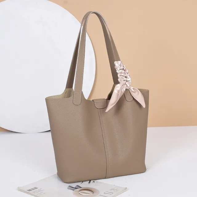 【米蘭精品】現貨限搶 真牛皮側背包真皮革單肩背包手提隨身女包包(托特包牛皮子母包4色74hp22)