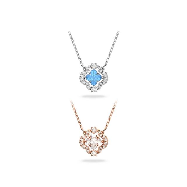 【SWAROVSKI 施華洛世奇】官方直營 Una 項鏈 幸運草 玫瑰金色/藍色 (2色任選)